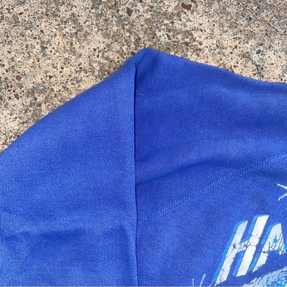 Hanes Blue Crewneck Sweater with Ribbed Cuffs made in USA - Picture 7 of 7